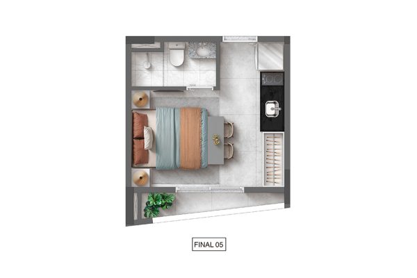 Planta ilustrada | Studio | 17,39m² | Final 5