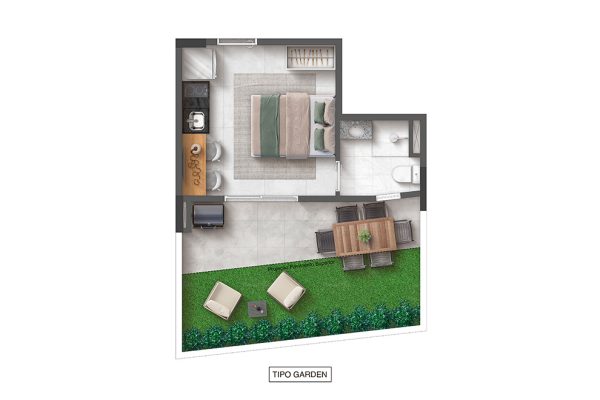 Planta ilustrada | Studio Garden | 31m² | Final 6